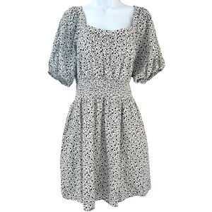 Old Navy Milkmaid Puff-Sleeve Smocked Mini Dress L Floral NWOT